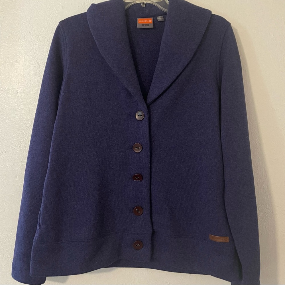 Merrell Arabella Heavyweight Cardigan Sweater Womens Large Fleece Lined Purple